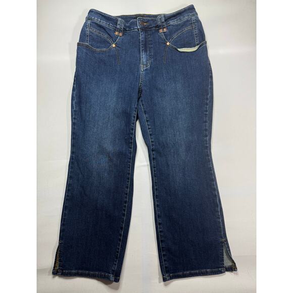 Judy Blue Women's Straight Leg Crop Blue Stretch Denim Jeans - Size 14W (31x25) - Picture 1 of 6